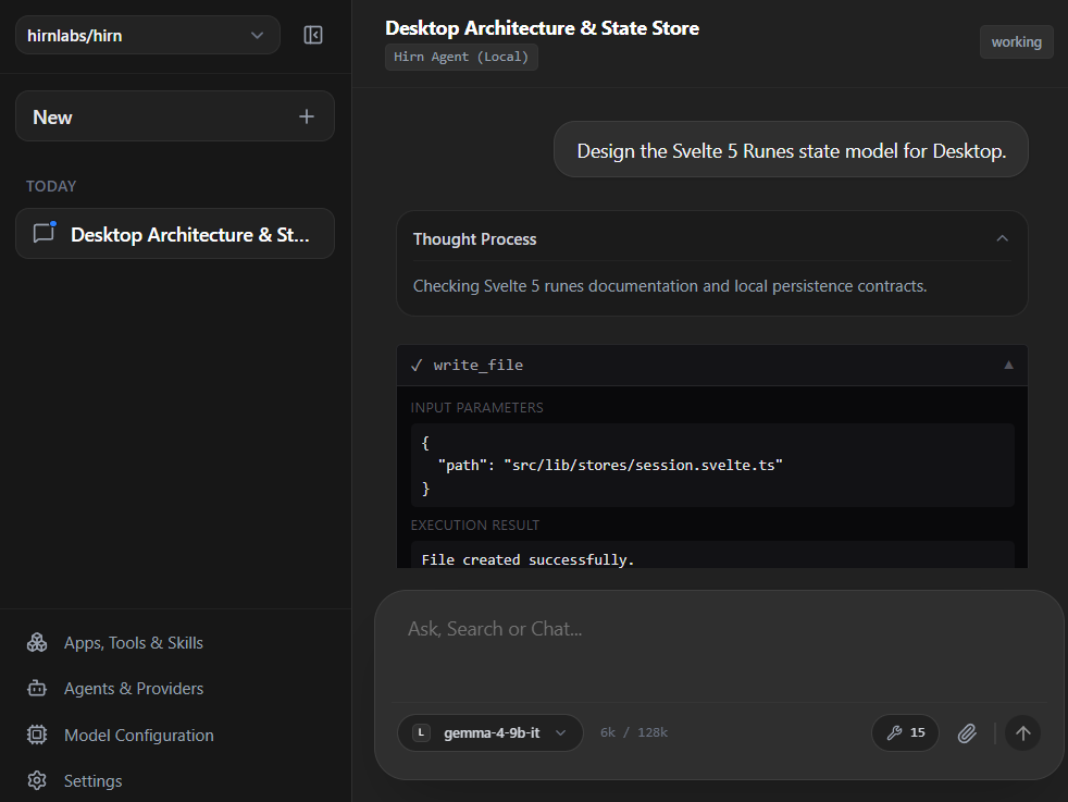 Hirn Desktop Interface